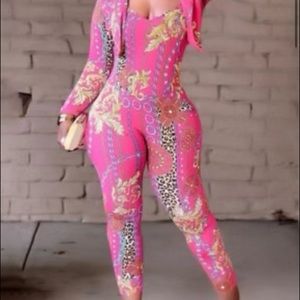 Leopard Chain Print Two Piece Pants Set